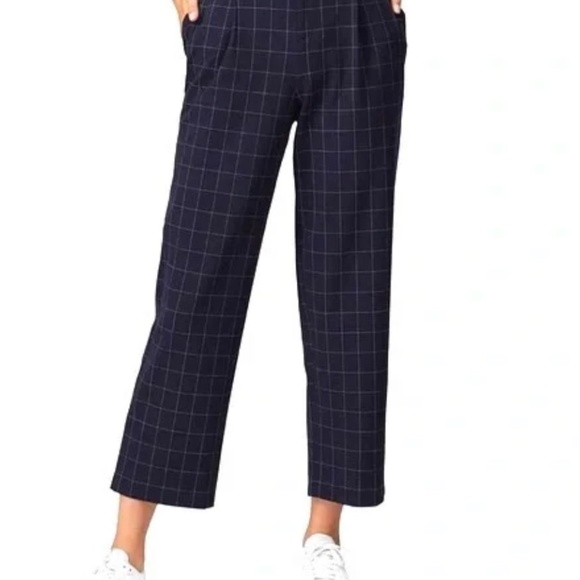 Club Monaco NWT Self Buckle ankle Pants navy check pattern size 8 - Picture 1 of 16